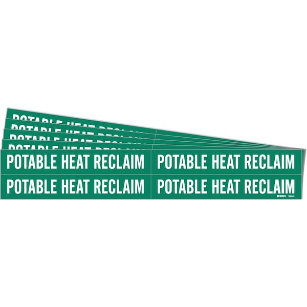 POTABLE HEAT RECLAIM Pipe Marker Style 4 White on Green 4 per Card, 5 PK